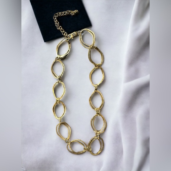 Etienne Aigner Gold Tone Double Asymmetric Oval Link Necklace 18-20” 🤩 - Picture 2 of 7